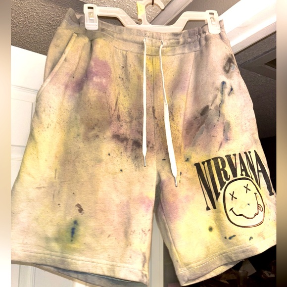 New galaxy swirl tye die one of one NIRVANA designer StreetWear shorts - Picture 2 of 16